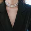Elegant Pearl Necklace Earrings Set Multi-Layers Wedding Choker Necklace Collarbone Chain  Gifts