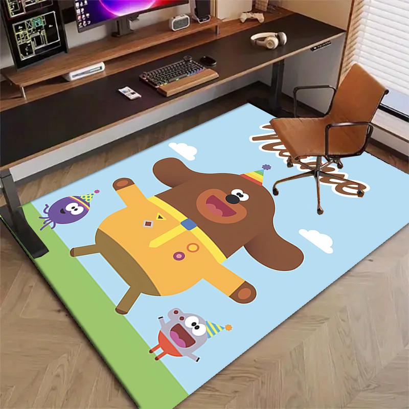 Custom Hey Duggee Mat Personalized Name, Polyester Washable Indoor Entryway Rug, Gift for Christmas, Easter, Thanksgiving Day