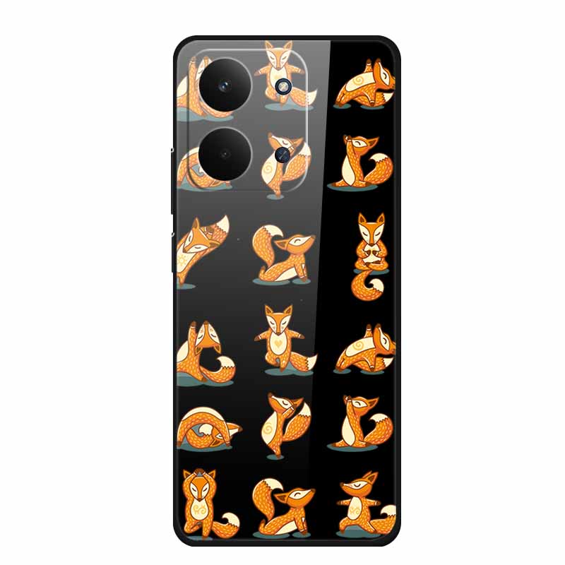 Glass Back Cover For Redmi 15C 4G Case 15 C Cute Cartoon Hard Tempered Glass Case Soft Bumper For Redmi 15C Cases Coques Fundas