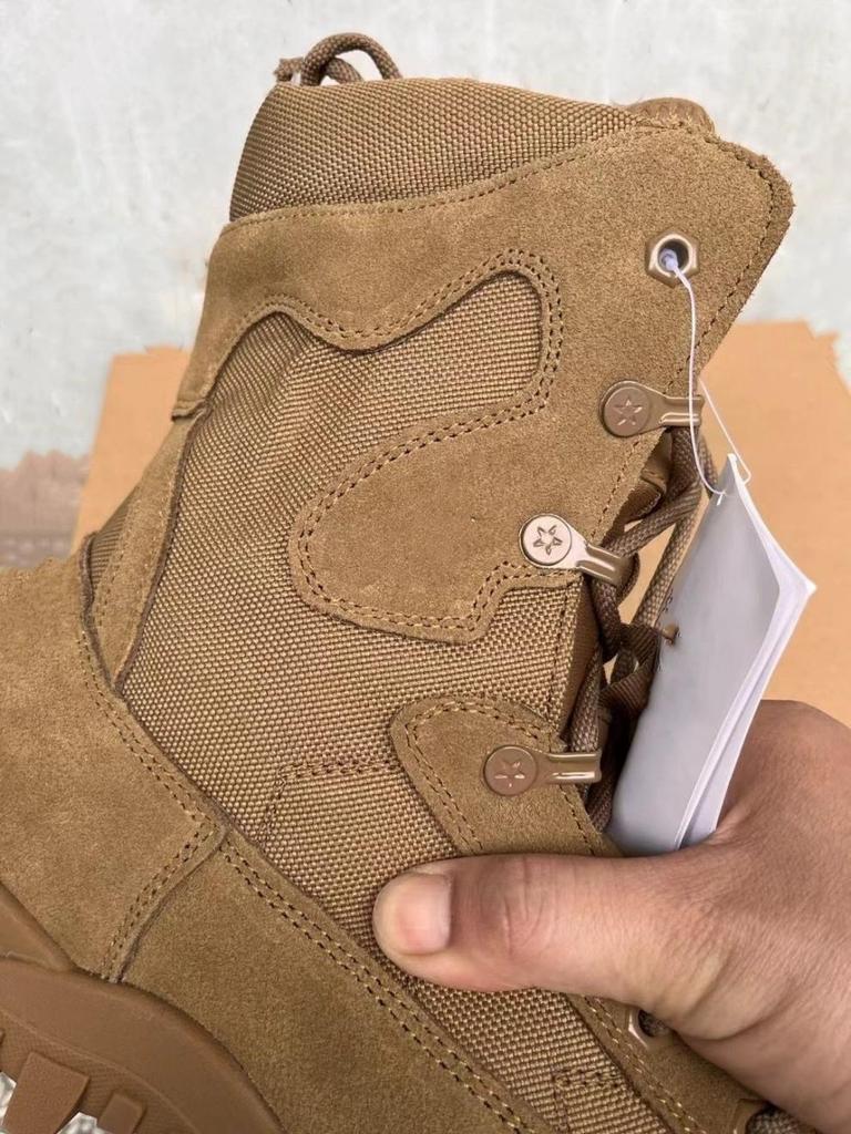 Мужские коричневые зимние тактические военные ботинки — дышащие, водонепроницаемые, устойчивые к проколам, с боковой молнией.