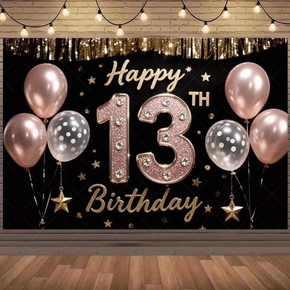 13th Birthday Partys Decoration Backgound Surprise Colorful Glitter Balloon Child Gift Banner Family Photography Props Backdrop