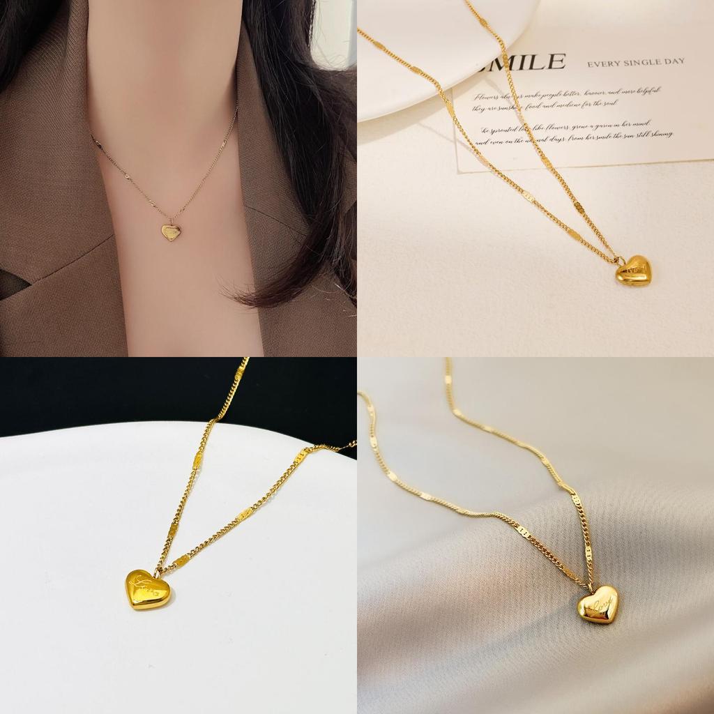 Modern Titanium Steel Numeric And Letter Pendant Necklace With Gold Finish For Gift Giving