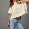 Autumn Winter Vintage Loose Short Sleeve Top Solid Color Pullover Knitwear Stand Collar Sweater
