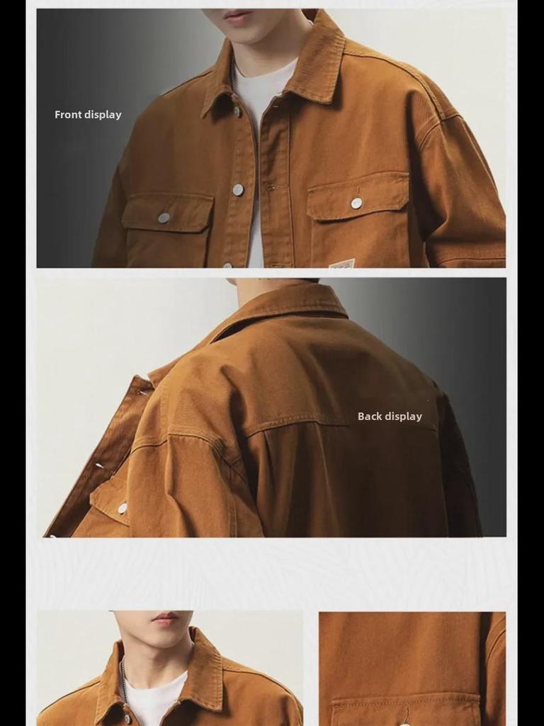 Мужская ретро-куртка из трехмерного денима в японском стиле — свободный крой, модная, универсальная рабочая одежда