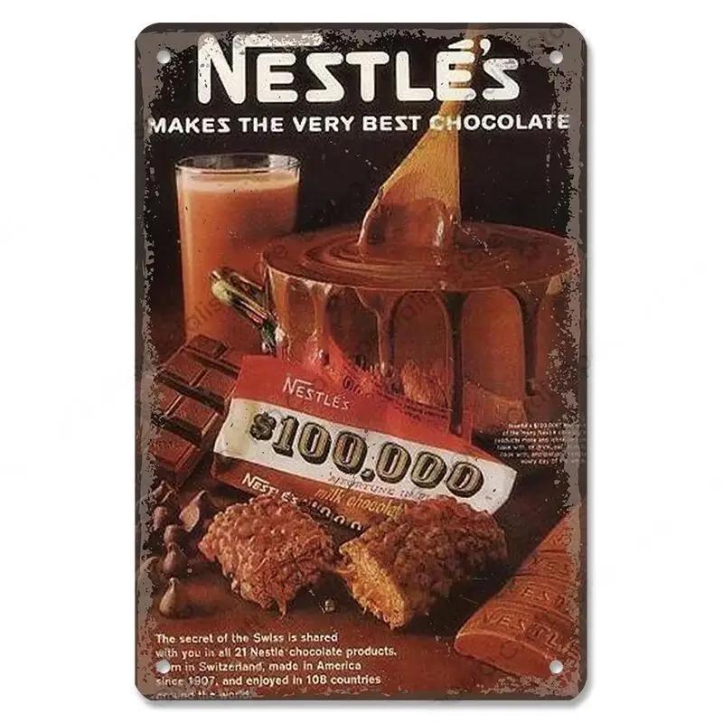 Винтажная металлическая табличка "Шоколадный торт" Вкусный десерт Жестяной знак для кофейни Пекарни Ретро Настенный декор Домашний декор Постер П