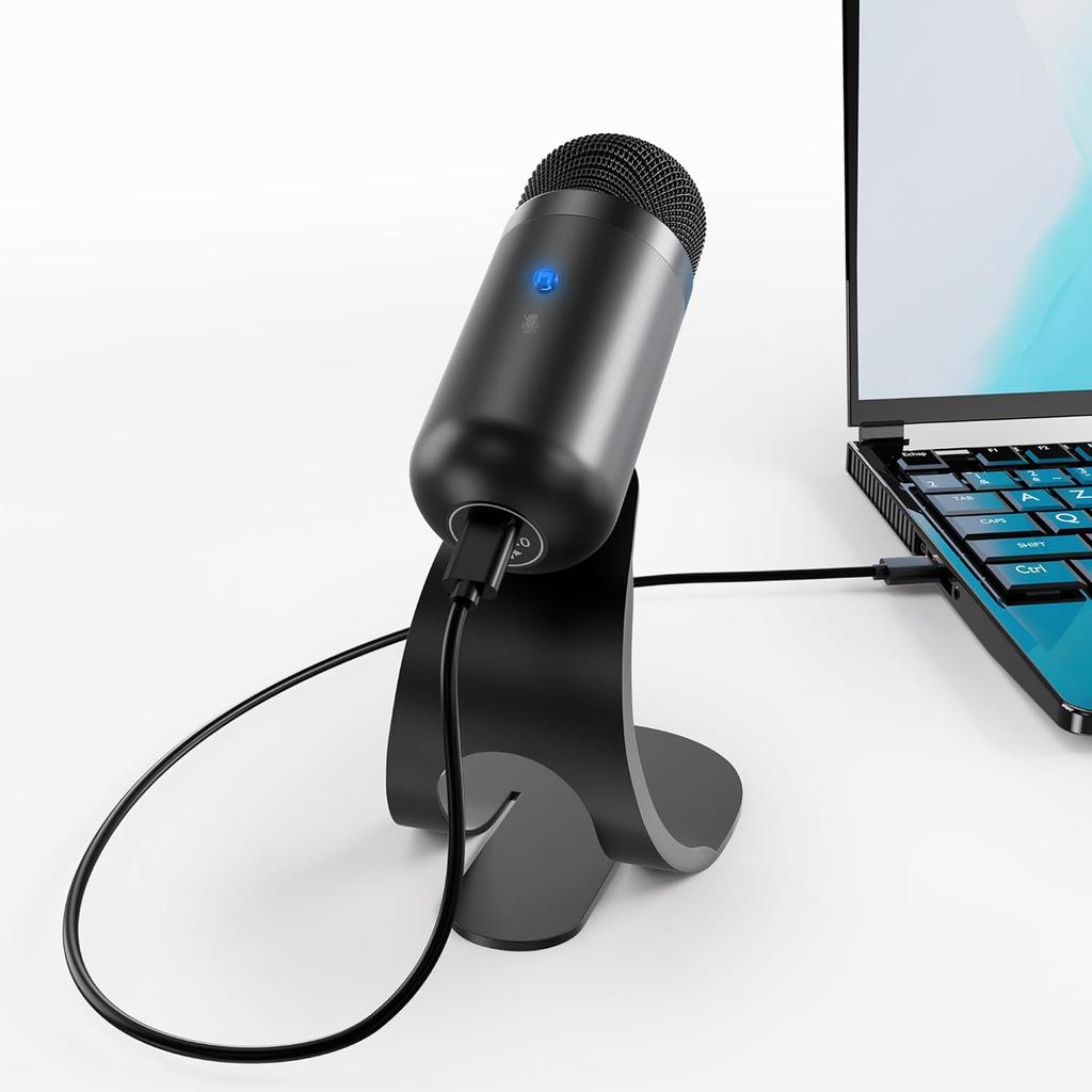 Technology PC Microphone USB Condenser Microphone High Sensitivity Omnidirectional Sound Pickup Mute Reminder Light Wired Type Small Compact with