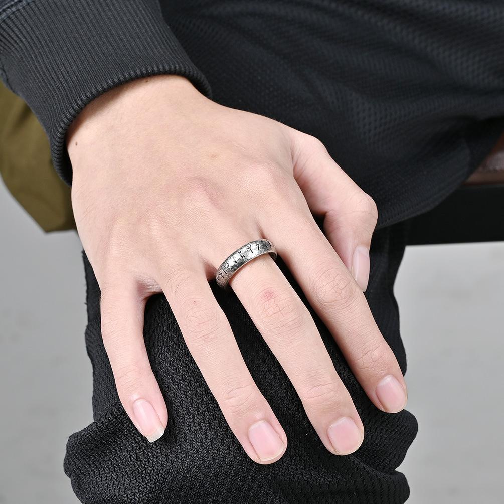 Винтажное кольцо с текстом викинга из титановой стали, модное мужское кольцо, аксессуар из нержавеющей стали, ювелирное изделие, подарок