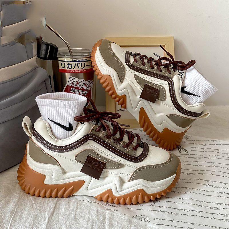 Женские кроссовки «папины кроссовки» на новой платформе-маффин увеличивают рост и делают ноги стройными, модная повседневная спортивная обувь, увеличивающая рост и дышащая