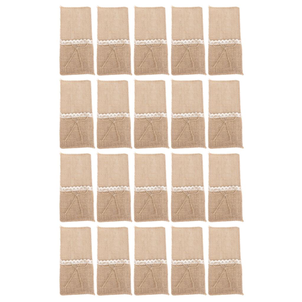 20 шт. мешковины держатели для столовых приборов кружевное украшение кружевная сумка для столовых приборов для свадьбы в стиле ретро