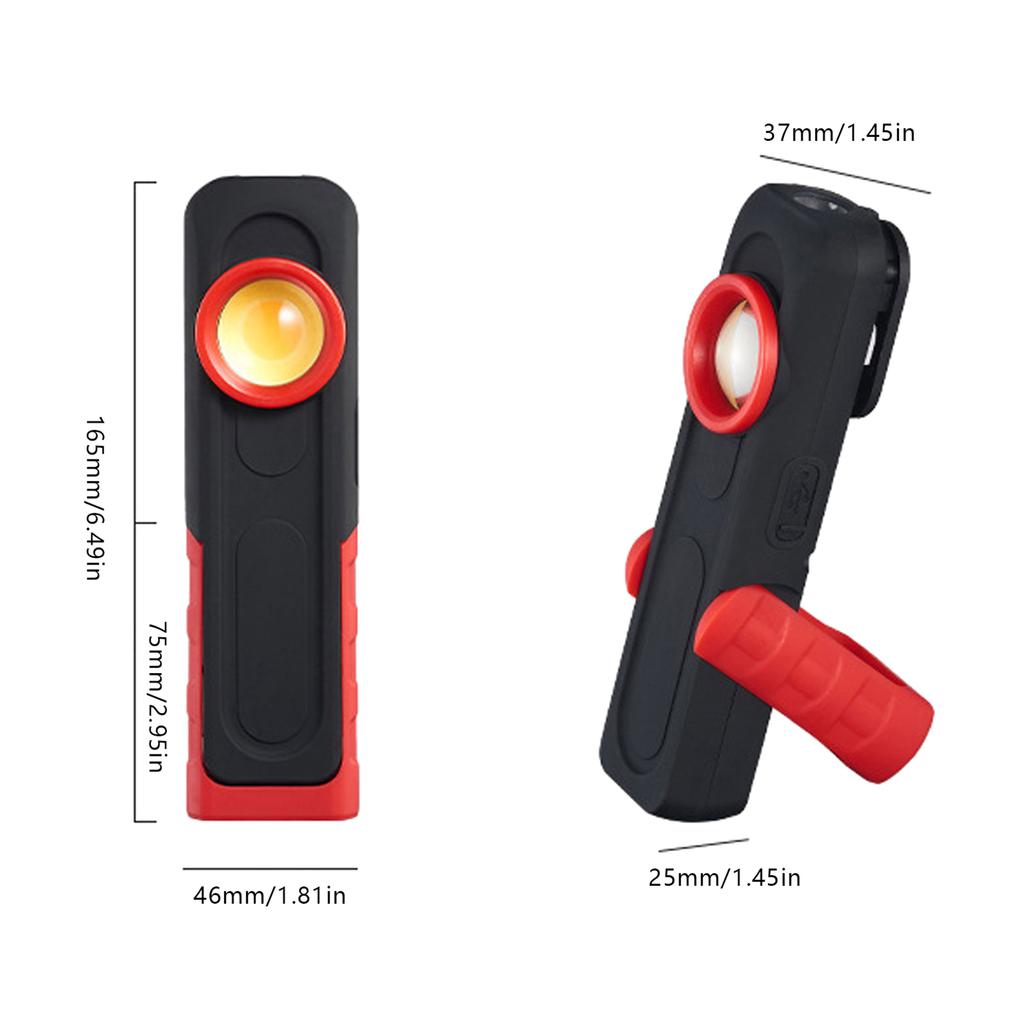 COB LED Flashlight Magnetic Work Light USB Rechargeable Torch Hook Portable Lantern Inspection Light Camping Car Repair