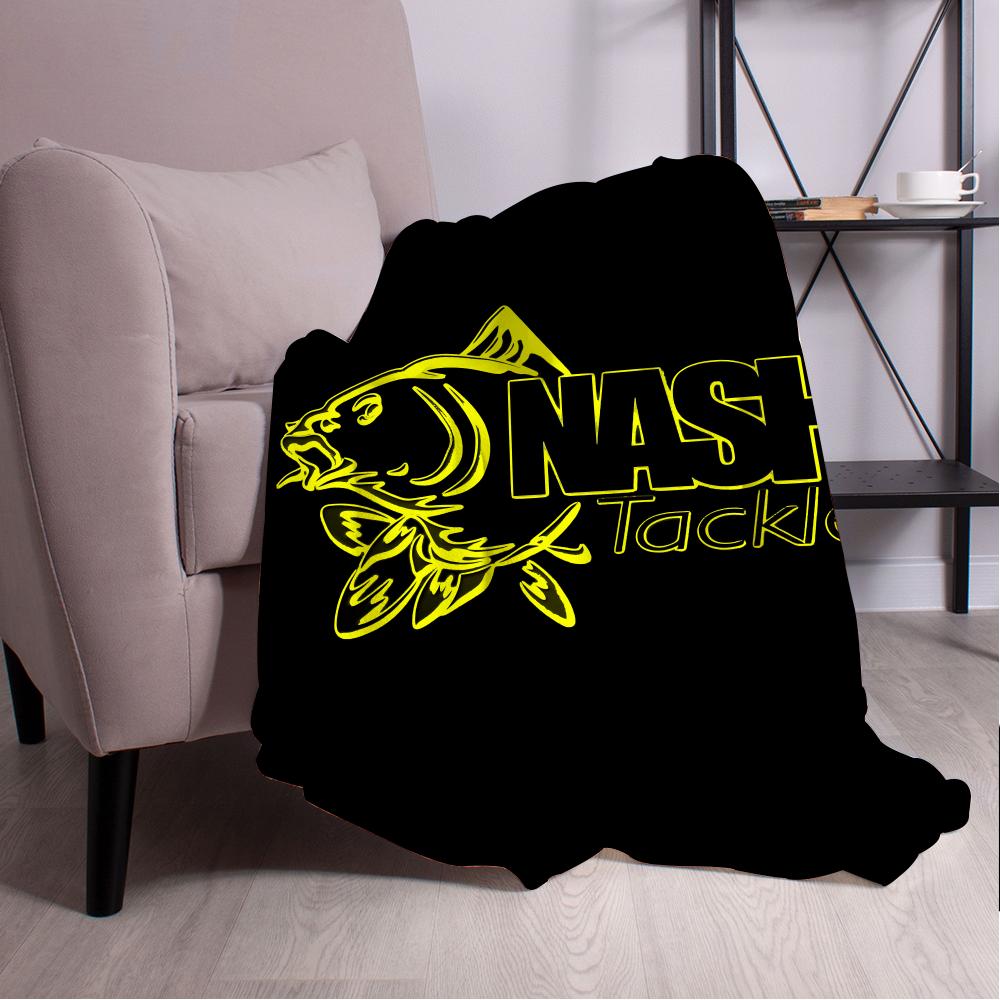 Nash Fishing Logo Throw Blanket Aesthetic Art Flannel Blanket Portable Home Travel Camping Sofa Picnic Thickening Flannel Blank