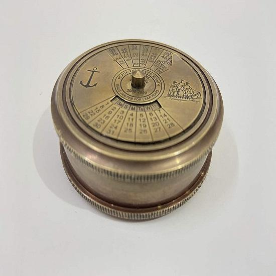 Nautical Solid Brass Vintage Finish 100 Years Calendar Compass with Robert Frost Poem