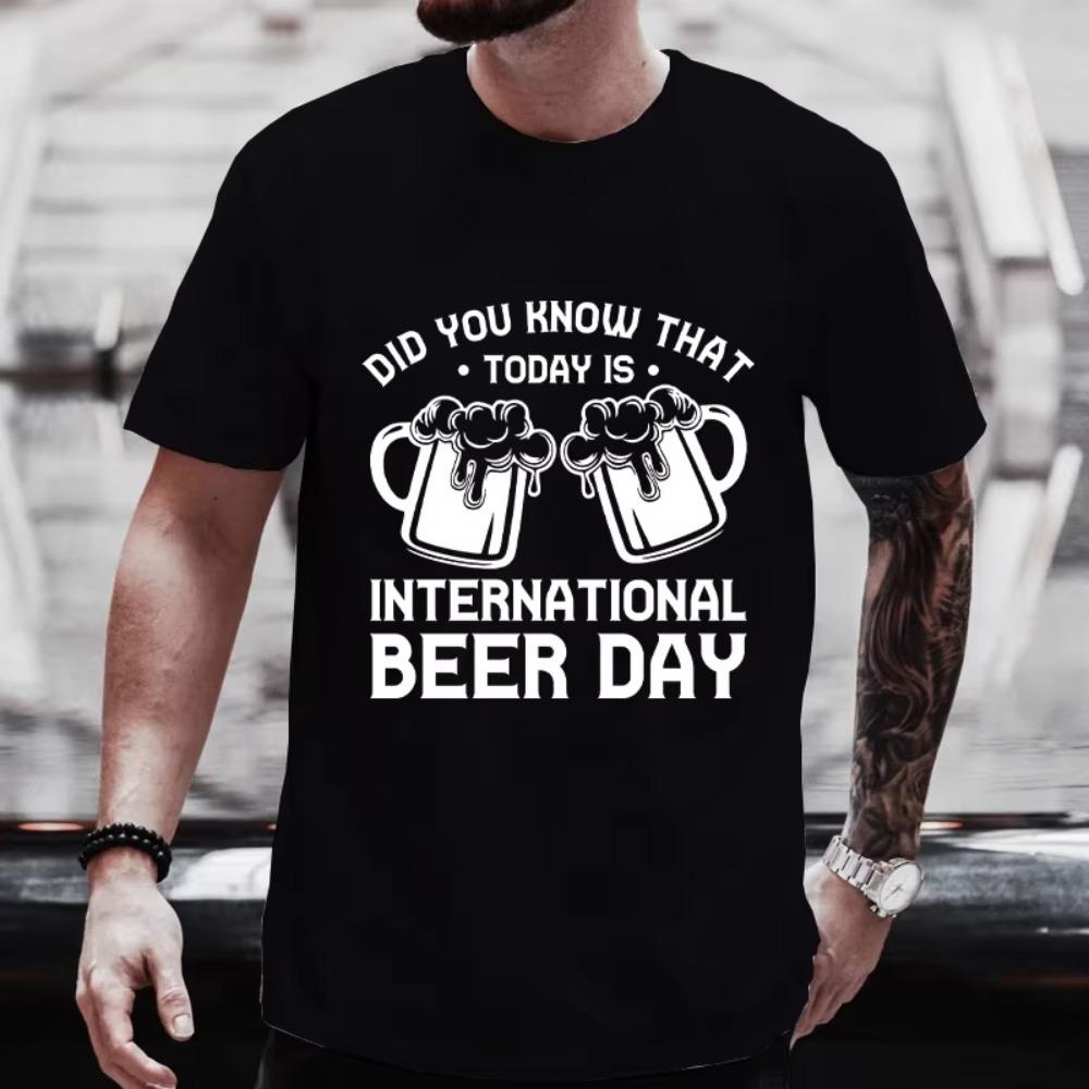 Beer DAY Модные графические мужские футболки Смешная одежда Большие размеры Сочетающиеся рубашки Наряды Уличная одежда Y2k Футболки с коротким рукавом