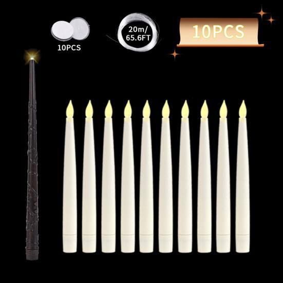 Yousheng 10 шт. плавающие свечи с палочкой дистанционного управления магические подвесные беспламенные свечи светодиодные мерцающие конические свечи для украшения вечеринки на Хэллоуин