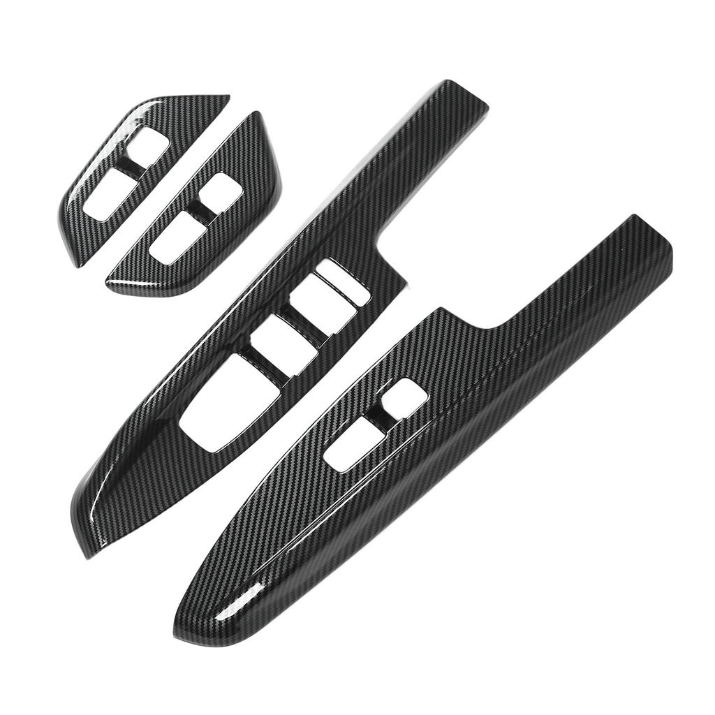 4 Pcs Door Window Control Panel Cover Carbon Fiber Style Window Lifter Decor Replacement for Kia