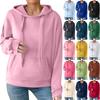 Women's Fashion Casual Solid Color Pocket Long Sleeve Hoodie