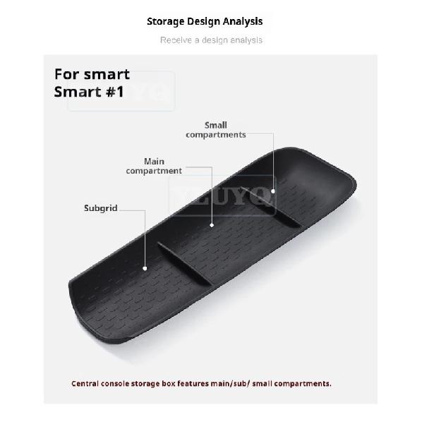 For Smart Smart #1 Central Console Storage Box Silicone Storage Box Anti-slip Modification Mat 2022 Model Smart Car Interior