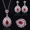 Autumn And Winter Jewelry Set Necklace Pendant Red Zircon Earrings Baroque Vintage Earrings Ring