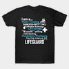 Men Black Print T-shirt Super Large TShirt Lifeguard No-Cut Transfer Paper Print Cotton Tshirt