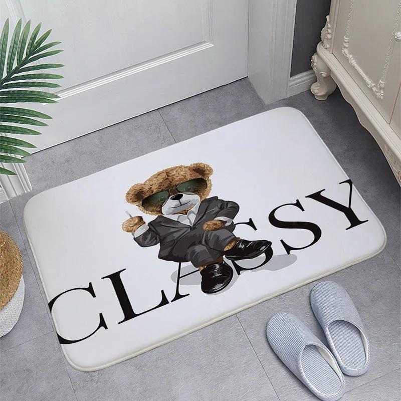 Adorable Cartoon T-Teddy Bear Carpets Welcome Rug Bedroom Leisure Area Carpet Sofa Soft Floor Mat Bedside Non-slip Rugs Doormat