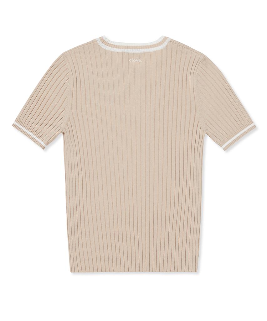 CLOVE [24Ss Clove] Slim Round Neck Knit (Beige)