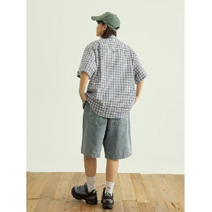 Мужская летняя рубашка с коротким рукавом, мужская ретро свободная повседневная рубашка с рукавом пять четвертей, модная брендовая рубашка для верхней одежды