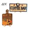 Natural Wood Craft Ornaments Hello Fall Wooden Sign, Cutting Board Shape Autumn Harvest Tabletop Ornament with Thanksgiving Hanging Rope & Stand,