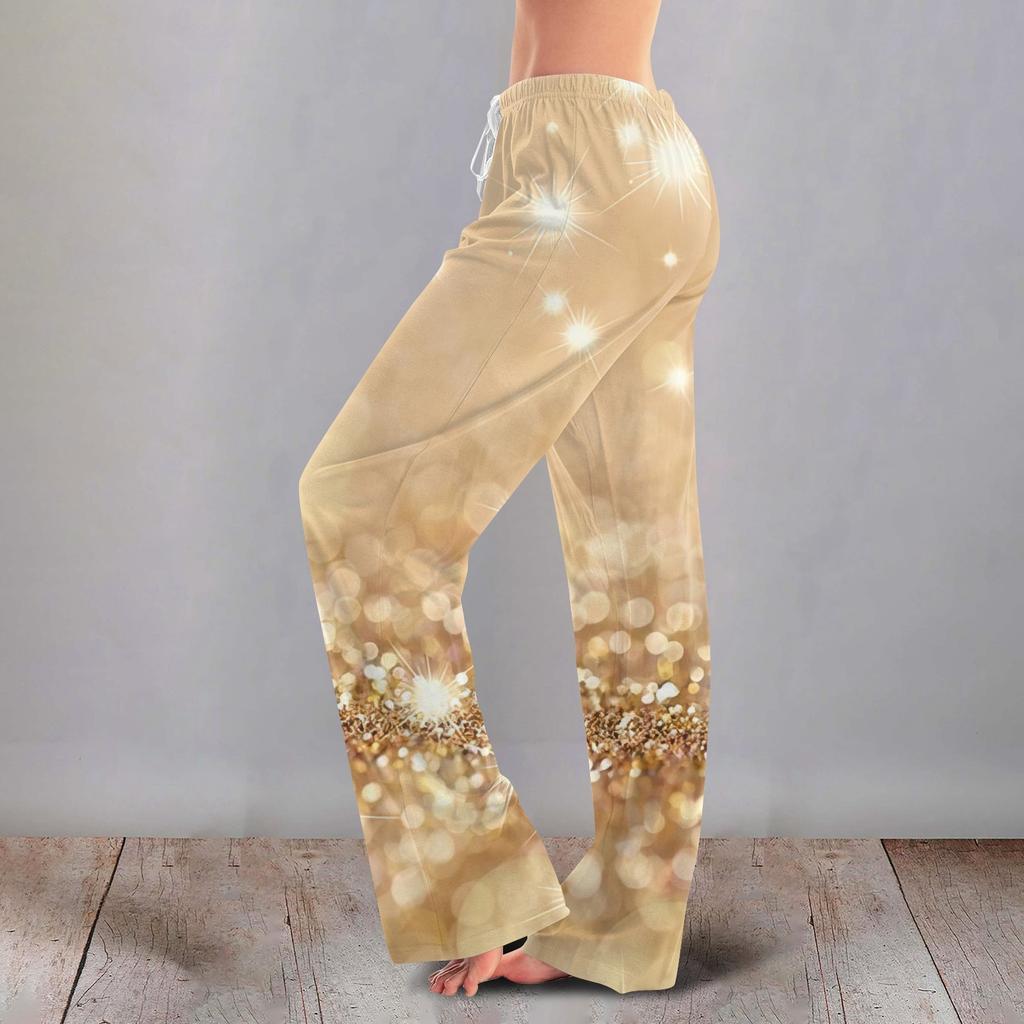 Женские милые брюки с цветочным принтом на завязках, повседневные пижамные брюки