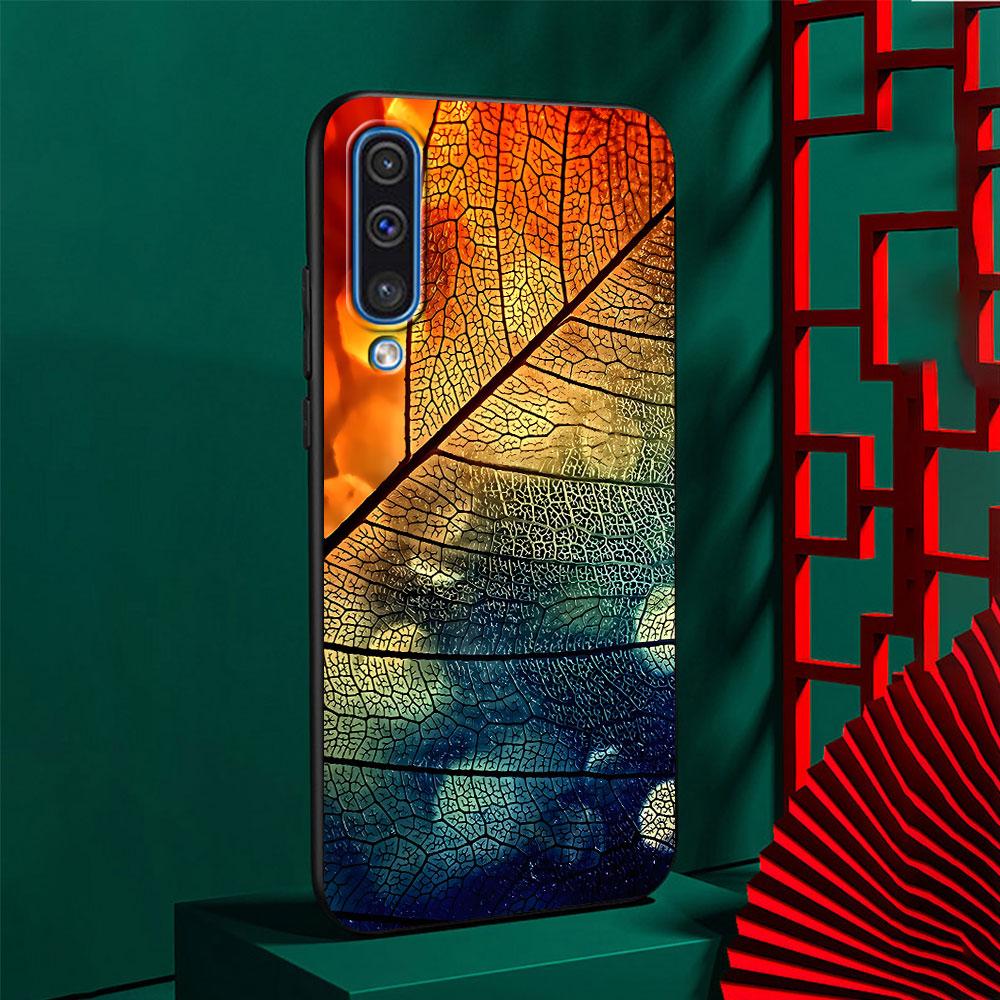 Colorful Leaves Case for Samsung Galaxy A10s A50 A50s A02s A03s A20 A30 A20e A70 A70s A20s A30s A10 A40 A04 Black Phone Cover