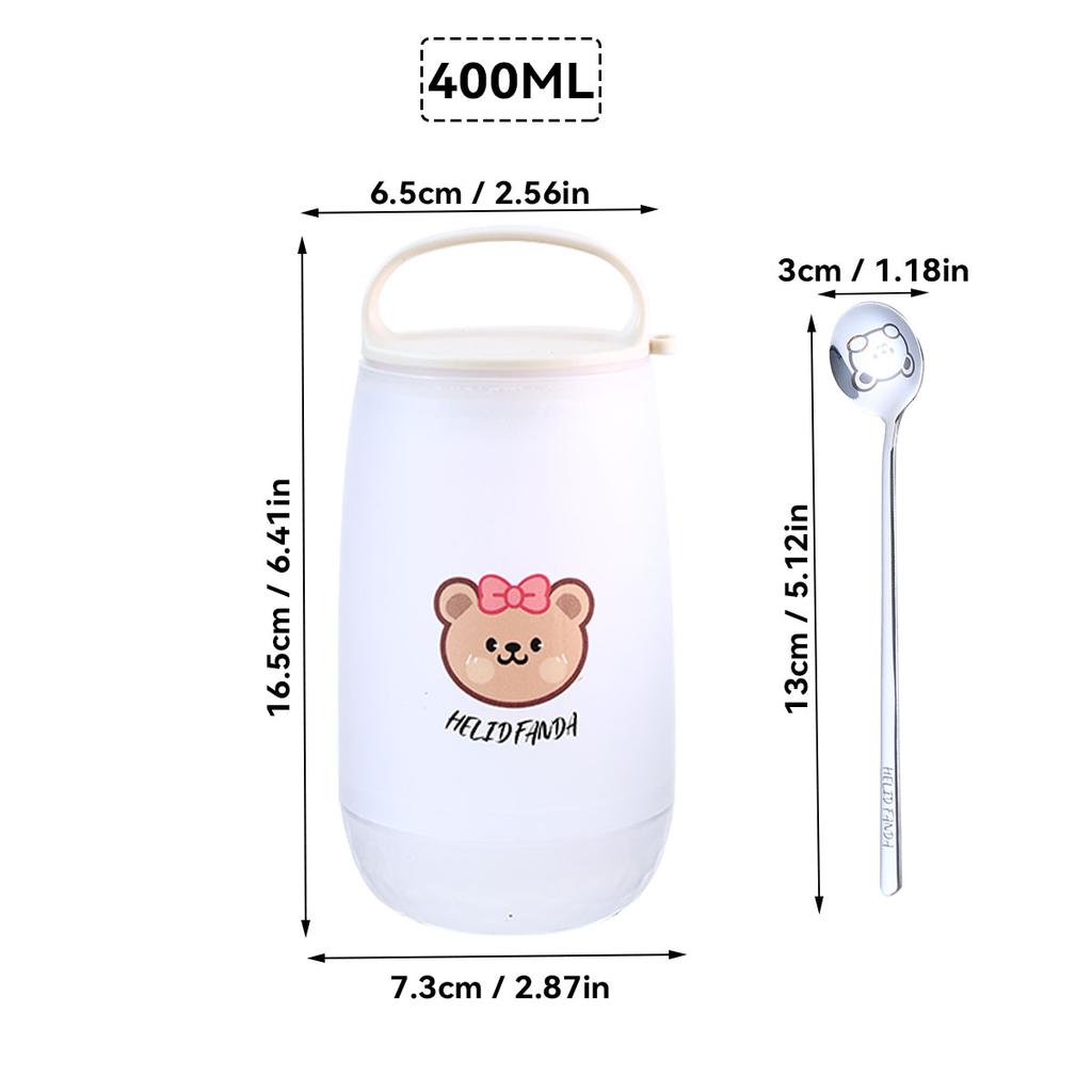 Cute Oat Breakfast Cups With Spoon Portable Plastic Food Container Reusable Leak Proof Salad Yogurt Cup Microwave Safe