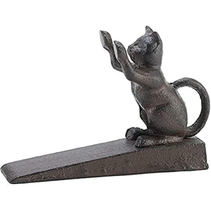 Door Stopper- 10015651-V1-Cast Iron Cat Scratching Door Stopper (Set of 1)