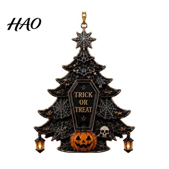 Acrylic Pumpkin Ghost Ornaments Halloween Tree Hanging Ornament, Skull Seasonal Lightweight Haunted House Props Decor, Spooky Pendant for Party Home,