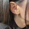 14k chain drop cubic one touch ring earring