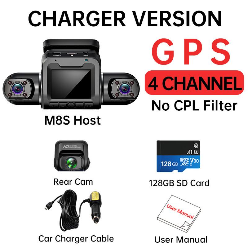 TiESFONG 360 Dash Cam M8S 4CH HD 4*1080P для автомобильного видеорегистратора 24H парковочный монитор видеорегистратор ночное видение WiFi встроенный GPS 256 ГБмакс