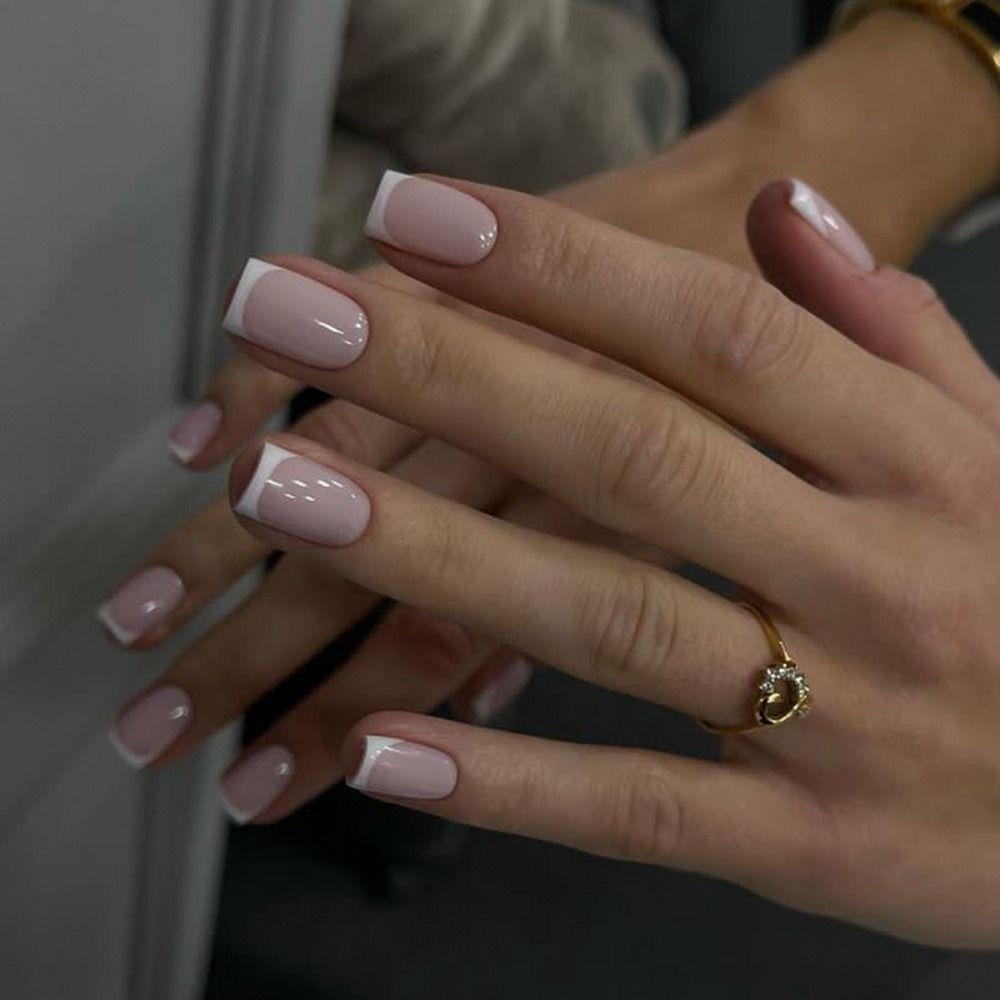 Nail Tips DIY Full Cover Wearable Medium Length Square Head Fake Nails French