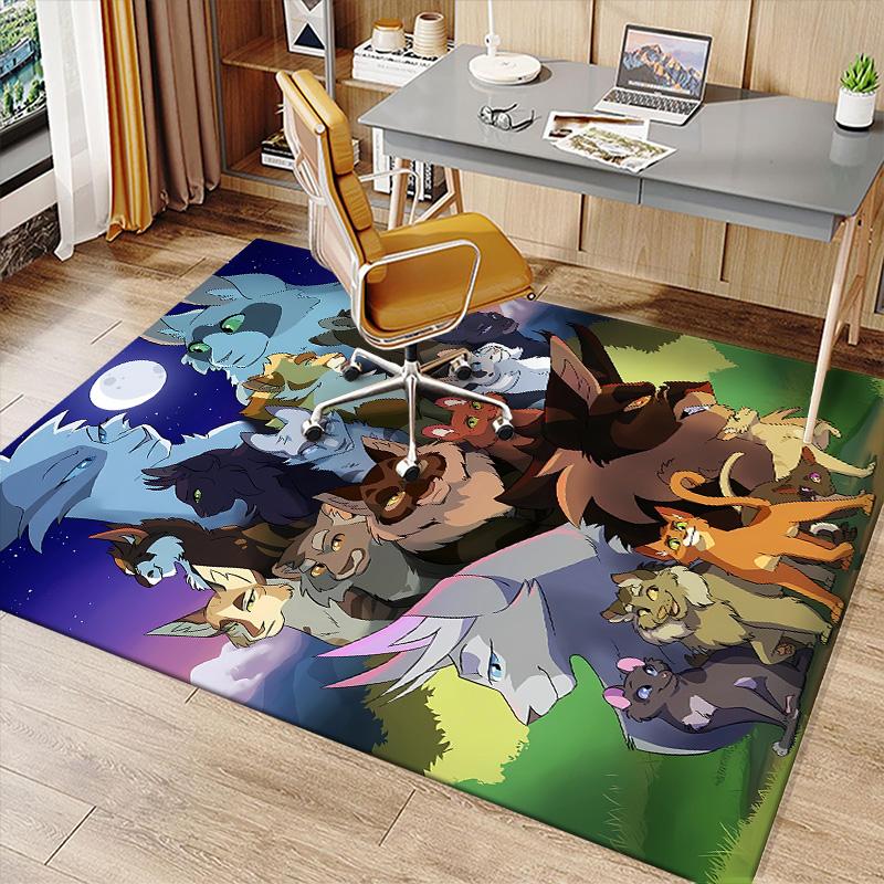 Warrior Cats Printed Absorbent Washable Carpet, Non-Slip Bathroom Mats, Kitchen Rugs, Yoga Mat,Living Room Entrance, Camping Picnic Rugs