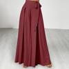 Женские брюки-юбка с широкими штанинами на шнуровке и бантом с высокой талией Свободные однотонные брюки A-Big Hem с глубокой промежностью Полная длина Повседневные брюки-кюлоты для танцевальных выступлений Длинные брюки