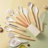 14-piece Kitchenware Set Silicone Wooden Handle 14-piece Kitchen Tools Cooking Shovel and Spoon Set