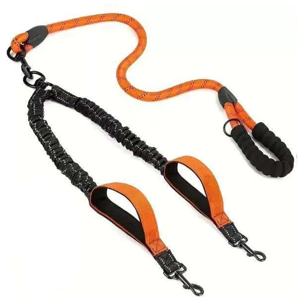 Reflective Double Head Pet Rope 360 Swivel Two Dog Lead Rope Dual Dog Leash Medium Dogs