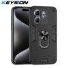 KEYSION Shockproof Case for Infinix Hot 50i Silicone+PC Camera Protection Ring Stand Phone Back Cover for Infinix Smart 9 9 HD