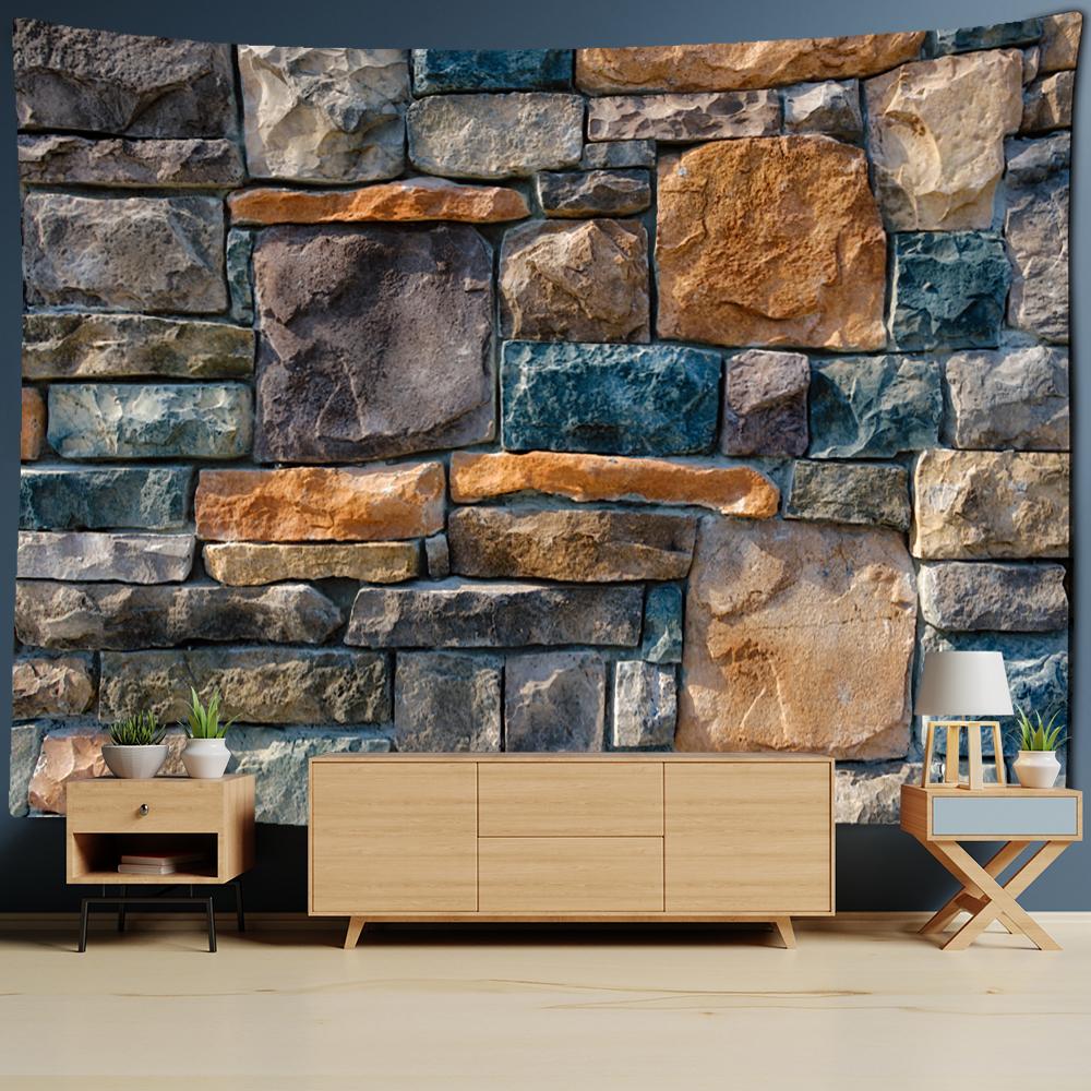 3D печать красочный камень дерево гобелен настенный тапиз хиппи психоделический фон Настенный декор ткань