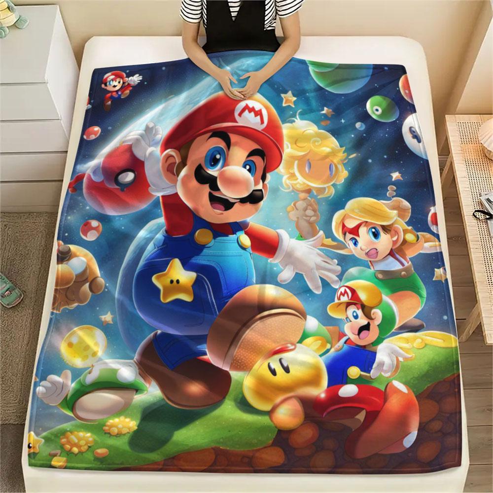 Super Mario Cartoon printing Flannel Blanket Bedroom Sofa Camping Warm blanket Gifts for family and friends-MJ002