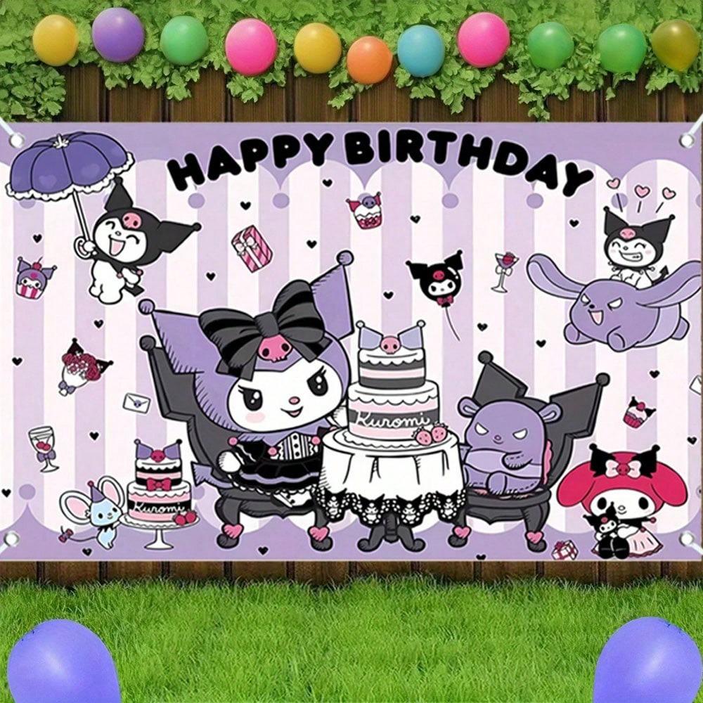 Sanrio Kuromi Birthday Party Decoration Background Banner Girl Dormitory Room Decoration Wallpaper Bedroom Home Decoration