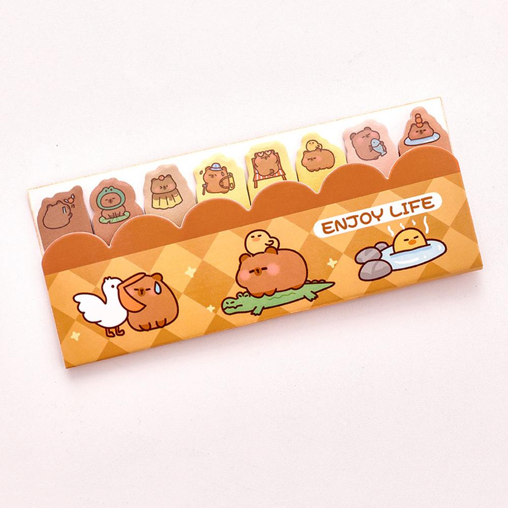 1 Piece Kawaii Stationery Kapibala Cartoon Marker Memo Pad Capybara Bookmark Flags Index Tab Sticky Notes Stickers