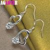 925 Sterling Silver Heart AAA Zircon Drop Earring Jewelry