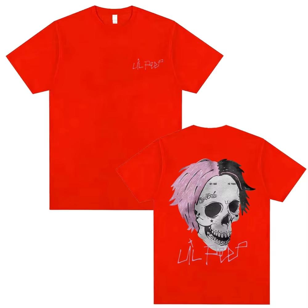 Rapper Lil Peep Mens pure Cotton shirt Y2k Fashion album Graphic Oneck unisex shirt Summer Hip Hop fashion High Quality Top