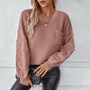 Women's Fall Long Sleeve Crew Neck Sweaters Solid Color Cable Knit Chunky Casual Oversized Pullover Sweater Tops Woven Crewneck Pullover for Women