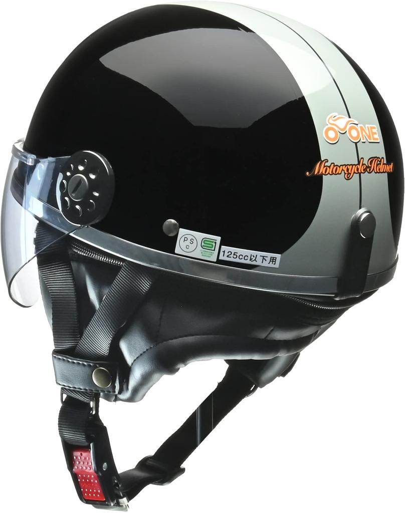 LEAD Motorcycle Half Helmet Free Than O-ONE Black/Silver - (Less 57-60cm)
