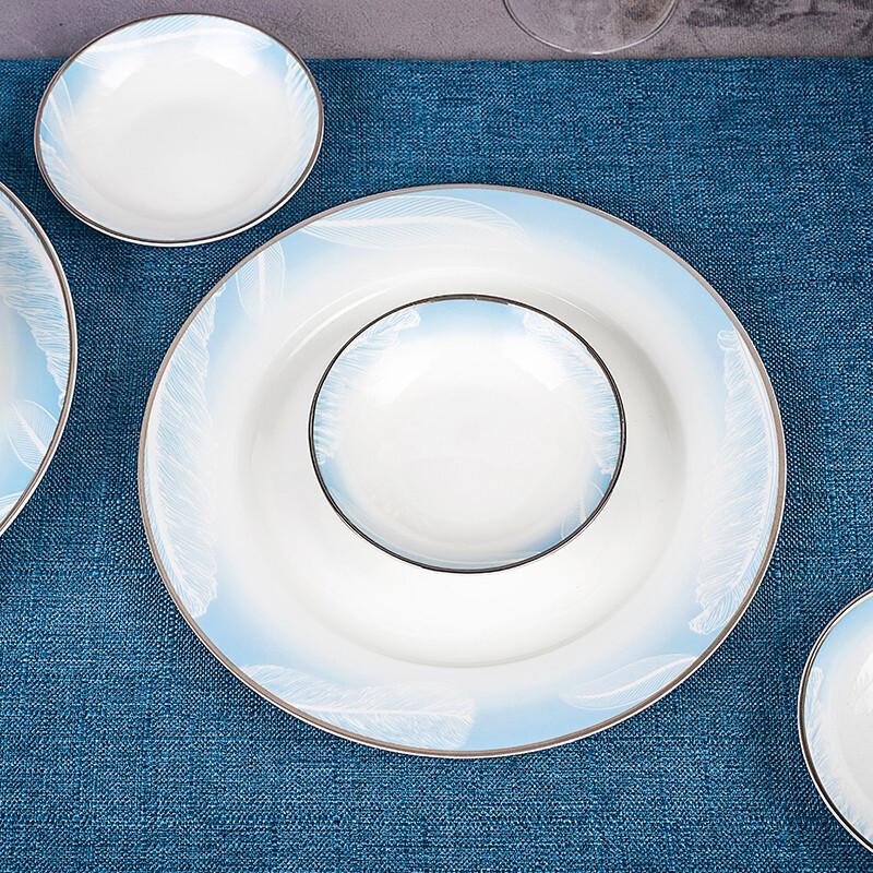 Jingxun 16-Piece White Jade Danqing Ceramic Dinnerware Set
