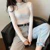 Women Spring Autumn Winter Half Turtleneck Pullovers Sweaters Jumper Primer Shirt Long Sleeve Short Slim-fit Tight Chic Solid One Size